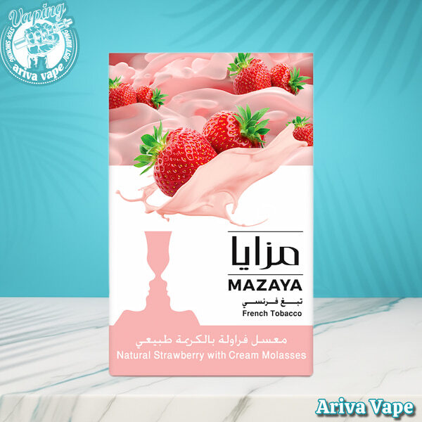 تنباکو مزایا توت فرنگی خامه، تنباکو توت فرنگی خامه مزایا، خرید تنباکو مزایا، MAZAYA NATURAL STRAWBERRY WIYH CREAM MOLASS