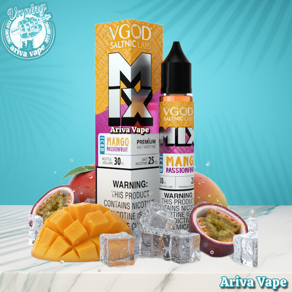  سالت ویگاد میکس انبه پشن فروت یخ، سالت میکس انبه پشن فروت یخ جدید ویگاد، vgod iced mango passionfruit salt 