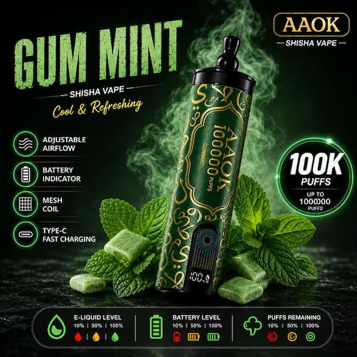  تصویر اصلی ویپ AAOK A120 با امکانات کامل شامل نمایشگر دیجیتال، Airflow قابل تنظیم و ۱۰۰ هزار پاف واقعی 