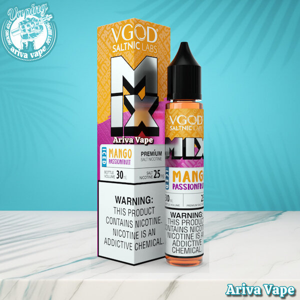  سالت ویگاد میکس انبه پشن فروت یخ، سالت میکس انبه پشن فروت یخ ویگاد جدید، vgod iced mango passionfruit, iced mango passio 