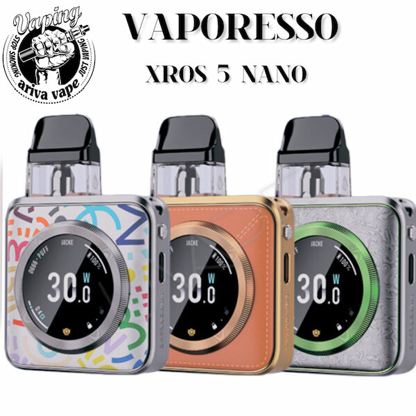 ویپرسو ایکسراس 5 نانو Vaporesso XROS 5 Nano Yellow Satin سفید با نوار زرد Vaporesso Xros Five Nano